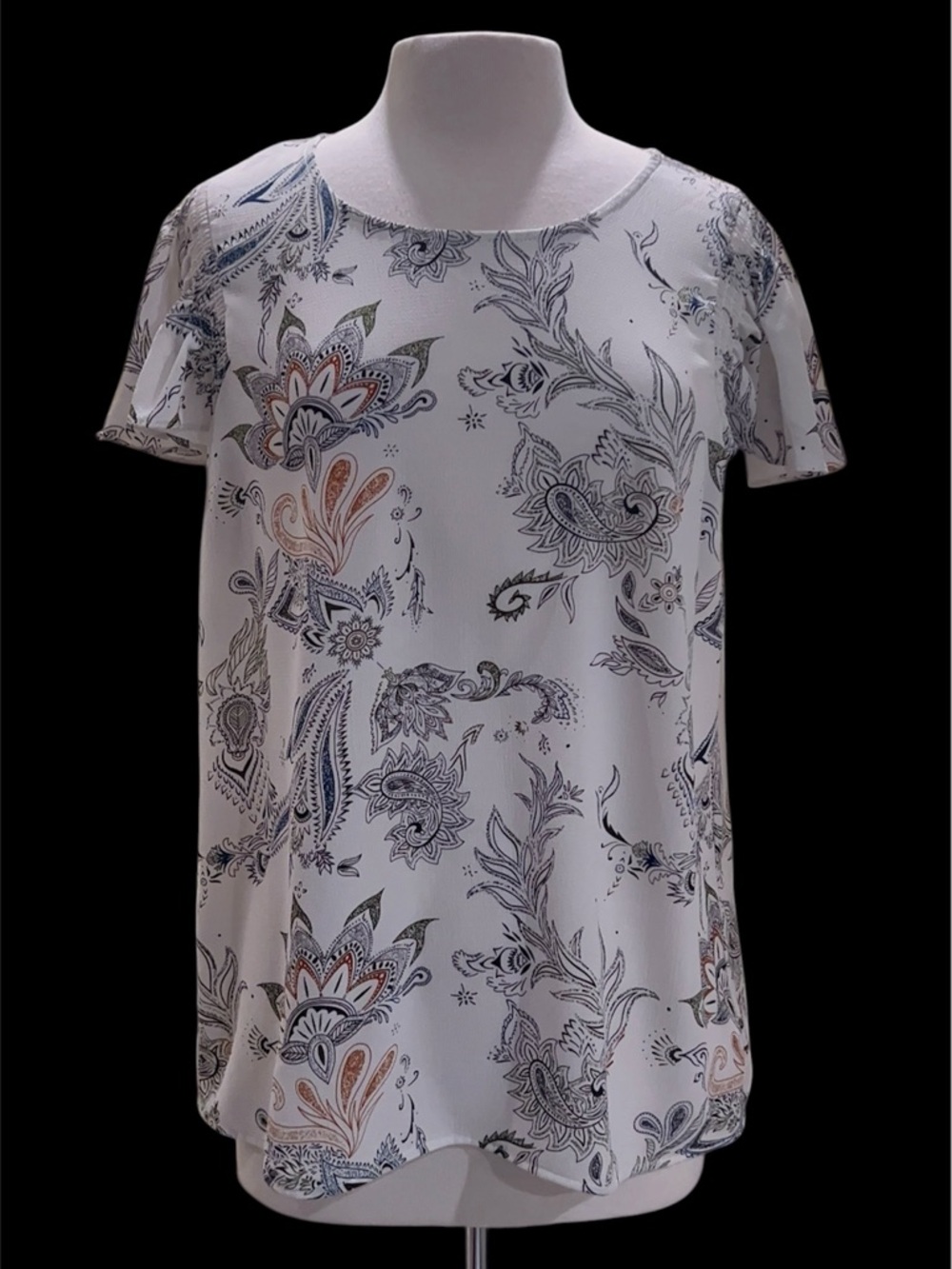White Paisley Short Sleeve Women's Tee